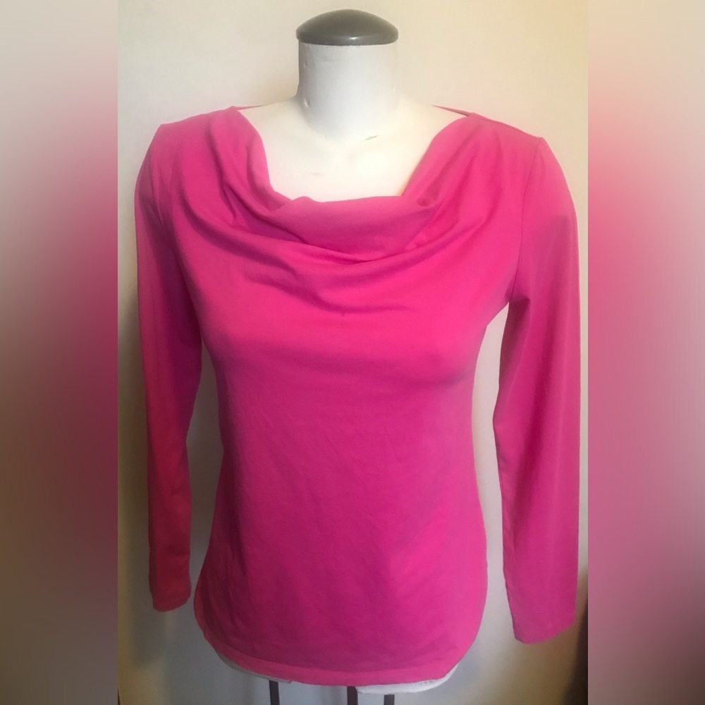 Ann Taylor Pink Long Sleeve Cotton/Spandex Top - Size Medium